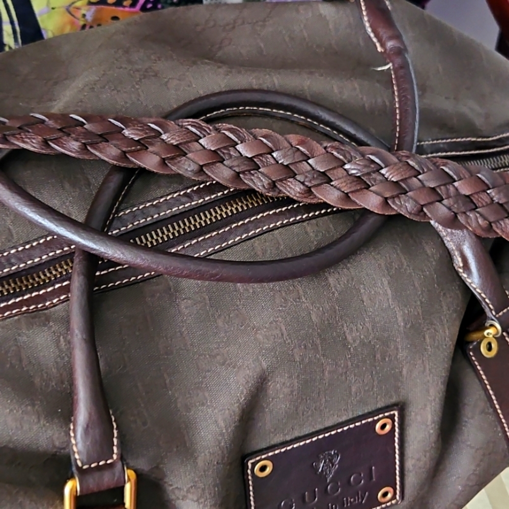 Limited Edition Gucci Boston Bag Travel 201859 GG Canvas Leather Brown - Picture 4 of 11